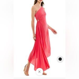 Nicole Miller One Shoulder Asymmetric Hem Maxi Dress Sz 4
